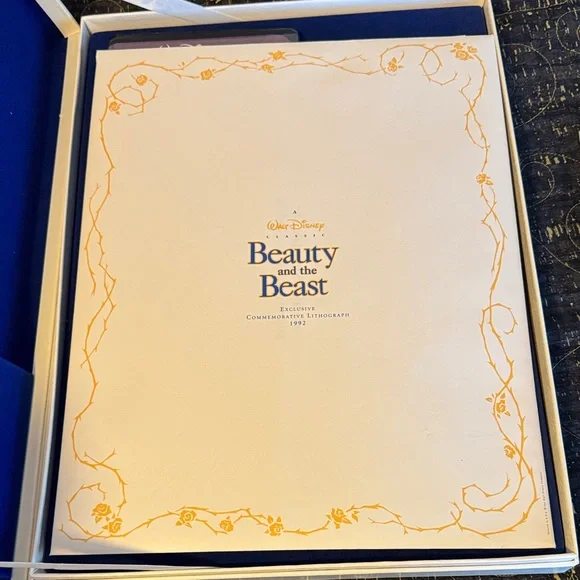 Disney Beauty and the Beast Collector's Box with VHS, CD, Lithograph, book - Picture 3 of 7